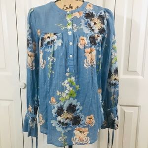 LOFT Blue Boho Dressy Work Top